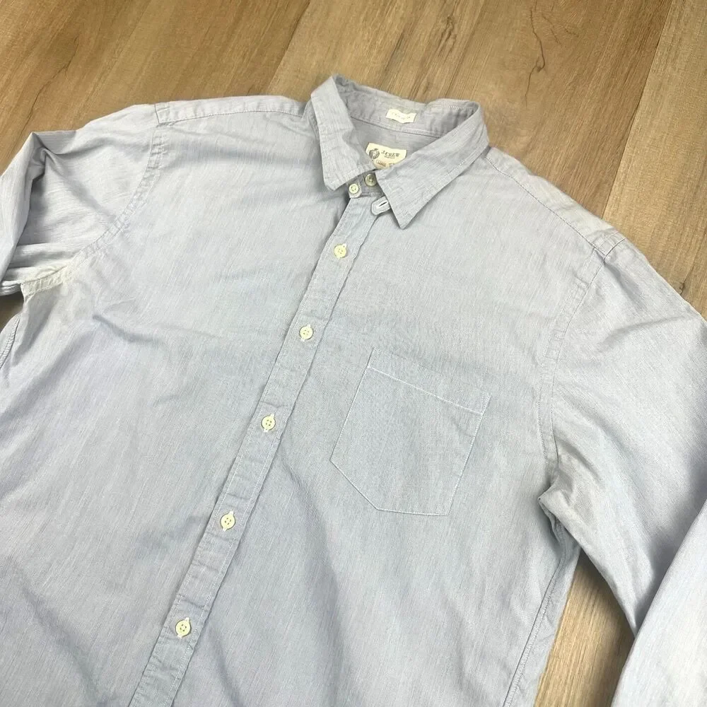 J. Crew Men's Large L Long Sleeve Light Blue Button Up Shirt